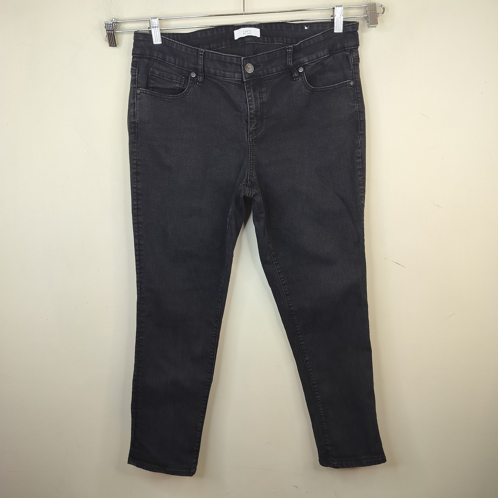 LOFT Plus Modern Straight Jeans 16 Womens Black Stretch Denim